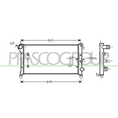 Immagine di PRASCO FT122R002 Radiatore motore Alluminio 580 322 23 con giunti rapidi Alette di raffreddamento montate meccanicamente FIAT: Panda II Hatchback