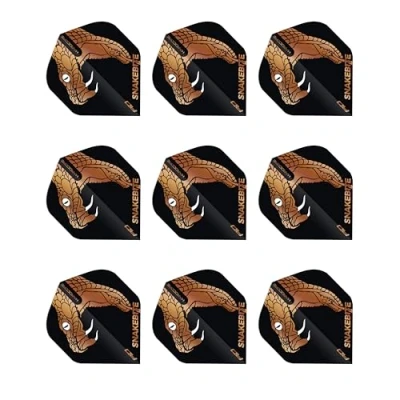 Immagine di RED DRAGON Hardcore Peter Wright Flights per freccette con serpente nero e bronzo, 3 set confezione (9 in totale)