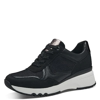Immagine di MARCO TOZZI Sneakers Alte Donna Tacco a Zeppa con Lacci e Zip, Black Comb, 40 EU