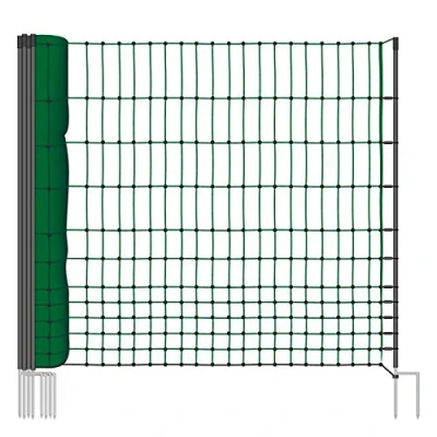 Immagine di VOSS.farming Rete pollame Classic per recinzioni Non elettrificabili, 112 cm di Altezza e 25 m Lunghezza, a Punta Doppia, Dotata 9 Pali, Colore Verde