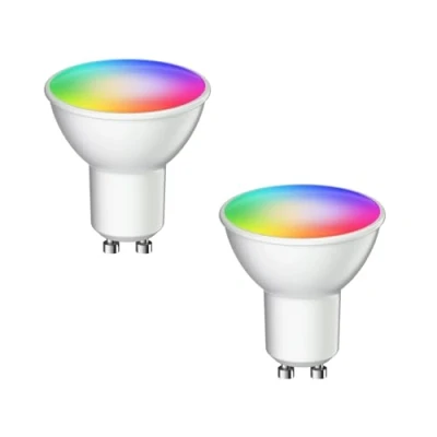 Immagine di ledscom.de 2 lampadine GU10 LED RGB, PAR16, bianco caldo freddo (2900 6200 K), 5,5 W, 473lm, 103, Smart Home, WLAN, Alexa, opaco