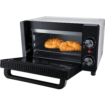 Immagine di Steba Mini forno da 9 litri di volume, profondità per pizza fino a Ø 22 cm, doppia porta in vetro, riscaldamento superiore e inferiore, 2 ripiani, KB A9