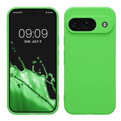 Immagine di kwmobile Custodia Compatibile con Google Pixel 9 Cover Back Case per Smartphone in Silicone TPU Protezione Gommata verde lime
