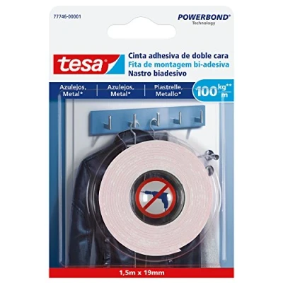 Immagine di Tesa 77746 00001 00 Nastro per Fissaggio su Piastrelle e Metallo, Bianco