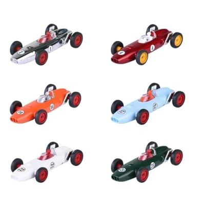 Immagine di Majorette Modellino di auto da 60 anni First Ever Racecar in metallo con guida e pneumatici gomma, 6 colori (scelta casuale), 7,5 cm, giocattolo scatola retrò