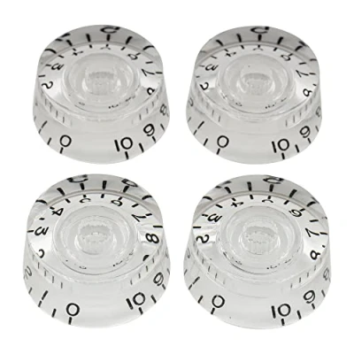 Immagine di Musiclily Pro Mancino Metrica 18 Splines Manopole Speed Knobs per Chitarra Elettrica Epiphone Les Paul SG Style, Trasparente (Set di 4)