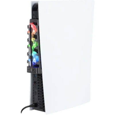 Immagine di Konix Ventola di raffreddamento per console PS5 21 x 68 40 cm 3 velocità Illuminazione LED RGB Porta USB 3.0 Nero
