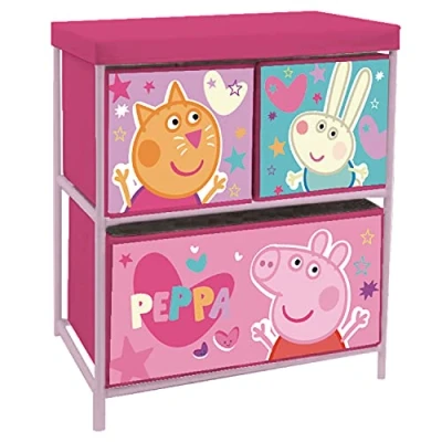 Immagine di ARDITEX PP14453 Scaffale con 3 contenitori tessili da 53 x 30 60 cm di EONE Peppa Pig