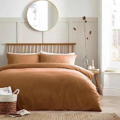 Immagine di Appletree Loft Santos Set copripiumino 100% cotone, per letto matrimoniale, colore: Terracotta