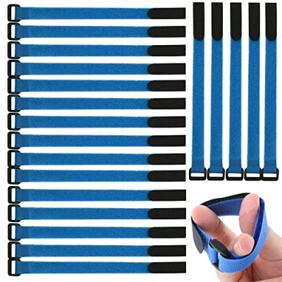 Immagine di Gebildet Fascette per Cavi in Nylon, 20 pezzi 2 x 30 cm Fissaggio con Riutilizzabili Hook e Loop, Adesivi di Fissazione, Regolabili Gestione (Blu)