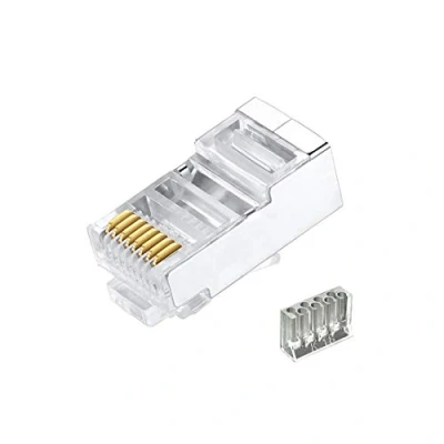 Immagine di VIVOCH 50 connettori Cat6 RJ45, spine connettore RJ45 schermato in metallo a 2 pezzi FTP 8P8C di rete modulare