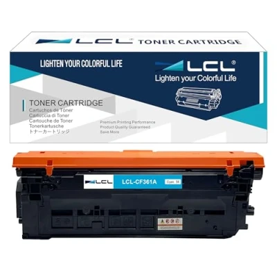 Immagine di LCL Cartucce di Toner Rigenerate 508A CF361A 5000 pagine (1Ciano) Sostituzione per HP M553 Printer M577 M577c Color LaserJet Enterprise M552dn M553dn M553n M553x MFP M577Z M577dn M577f