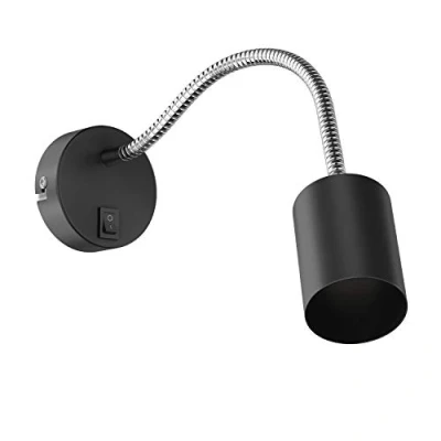 Immagine di ledscom.de lampada da lettura/apparecchio parete WAIKA, collo d&#039;oca, interruttore, nero opaco, 1x GU10 max. 60W, applique, parete, faretto lettura,