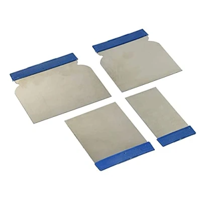 Immagine di SET 4 SPATOLE RETTANGOLARI PER STUCCO IN ACCIAIO INOX MANICO ANTISCIVOLO 5 12 cm