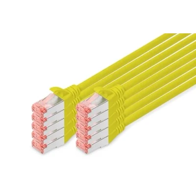 Immagine di Digitus DK 1644 020 Y 10 Cavo di Rete 2 m Cat6 S/FTP (S STP) Giallo, Cat 6 (10 Pezzi), patch S FTP LSZH