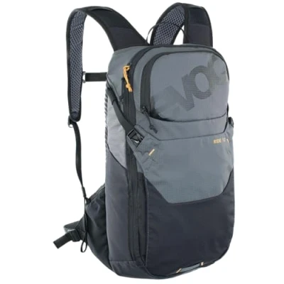 Immagine di Zaino per bici EVOC RIDE 12 sentieri e altre attività (gestione intelligente delle tasche, ventilato con imbottitura posteriore AIR PAD), Carbon Grey / Black
