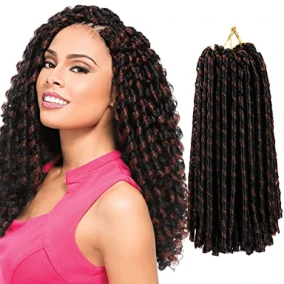 Immagine di capelli lisci finti all&#039;uncinetto, confezione da 4 morbidi dreadlock, Locs 2 stili in uno (4 confezioni, #1B 30)