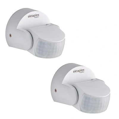 Immagine di Oktaplex Bea set di 2 rilevatore movimento da esterno 230V IP65 orientabile 180 e 360 sensore 12m portata bianco infrarosso superficie