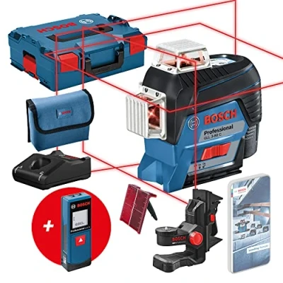 Immagine di Bosch Professional Livella Laser GLL 3 80 C + Metro GLM 20, 1 Batteria 12V, Rosso, Funzione App, Raggio d&#039;Azione: Fino a 30 m, in L BOXX