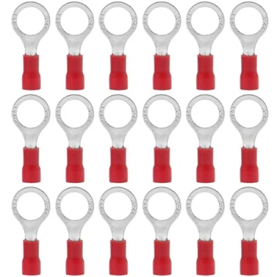 Immagine di Hocansen 100 Pezzi Terminale Connettori ad Anello M8 Ring Crimp Elettrici a Occhiello Crimpatrice Set per Fili (PR8/Red)