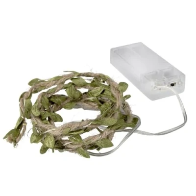Immagine di Ideen mit Herz Catena di luci a LED corda con foglie verdi 10 bianco caldo funzionamento batteria funzione timer lunghezza 1,25 m