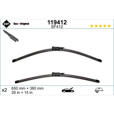Immagine di Spazzola tergi Swf Visioflex 119412 anteriore Senza telaio FIAT: Grande Punto Hatchback, Evo III Hatchback