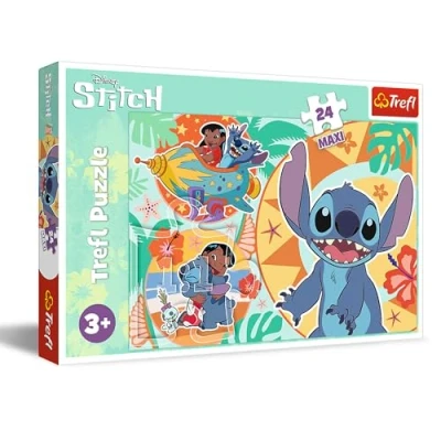 Immagine di Trefl Lilo &amp; Stitch, Una Giornata Felice per Lilo&amp;Stitch Puzzle 24 Maxi Tessere di Grandi Dimensioni, Colorato con gli Eroi della Fiaba, Gioco Bambini a Partire dai 3 anni