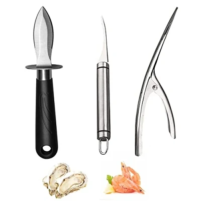 Immagine di LONGHAO 3 pcs,Coltello Da Ostrica,Coltello Ostriche,Pelapatate Per Gamberetti,Coltello Frutti Di Mare In Acciaio Inossidabile,Strumento Mare,Per Ostriche,Aragoste,Gamberi