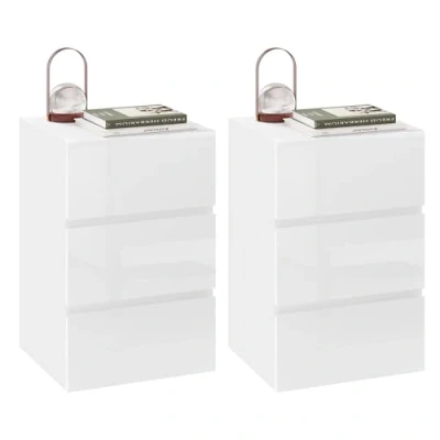 Immagine di EUGAD Set di 2 Comodino per Camera da Letto, Mobiletto Bianco con 3 Cassetti, Cassettiera Piccola Salvaspazio in Legno, Guide Metalliche, Design Moderno, 40x35x62cm