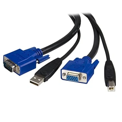 Immagine di StarTech.com Cavo per commuttatore KVM 2 in 1 VGA e USB, Switch USB da 1.8m