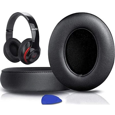 Immagine di SoloWIT® Cuscinetti Auricolari Di Ricambio per Beats Studio 2 e 3 Wired/Wireless Cuffia con morbida pelle proteina/memory foam/nastro adesivo forte