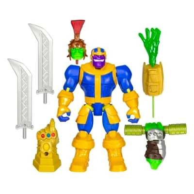 Immagine di Marvel Hasbro MixMashers, Thanos, action figure deluxe e accessori degli Avengers personalizzabili da combinare abbinare