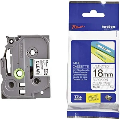 Immagine di Brother TZe 141 Cassetta nastro Colore Nastro: Trasparente carattere: Nero 18 mm 8 m