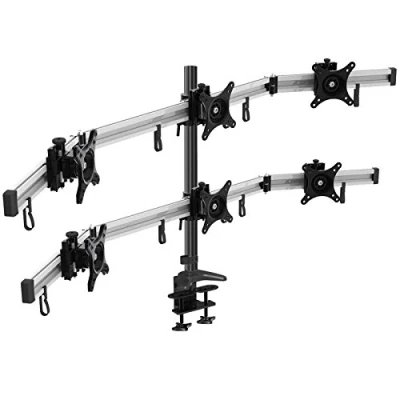 Immagine di HFTEK® MP260C L Supporto da tavolo per 6 Monitor TV montaggio scrivania desk mount bracket schermo 15&quot; a 27&quot; pollici con VESA 75/100 (MP260C L)