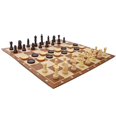 Immagine di Set di Giochi da 57 Pezzi Toyland® con tabellone Pieghevole e Scatola portaoggetti 3 Giochi; Scacchi, Dama, Tris Croci età 3+