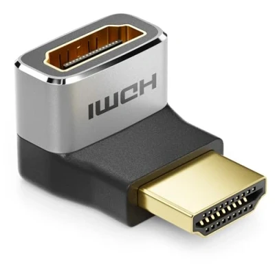 Immagine di deleyCON Adattatore HDMI Connettore di Accoppiamento 270 Angolo 8K@60Hz / 4K@120Hz UHD Alluminio 2.1 ARC HDR10+ VRR ALLM 48Gbps Angolato Grigio Nero