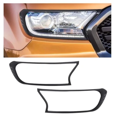 Immagine di JHCHAN copertura faro Protezione Luce anteriore per Ford Ranger 2015 2022 Wildtrak Raptor Limited XL XLT Platinum Tremor T7 T8 MK2 MK3 Nero opaco (2015 del faro)