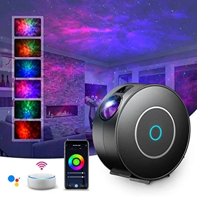 Immagine di SUPPOU lampada Proiettore Stelle, Smart Luce Notturna Bambini Adulti Galaxy con Regolazione RGB/Controllo vocale/WiFi/Timer Compatibile,decorazione interni aurora boreale