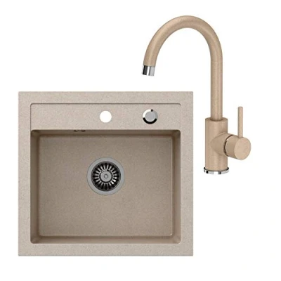 Immagine di VBChome Lavello da cucina, 50 x 47 cm, colore Beige