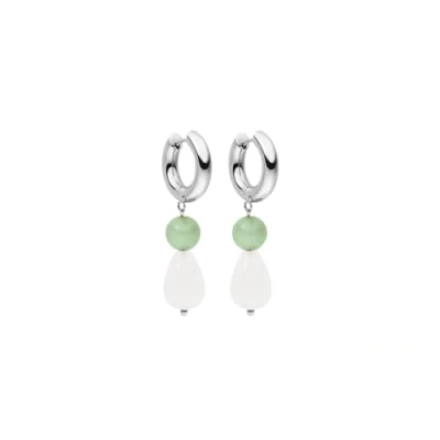 Immagine di Purelei® orecchini a goccia di quarzo chiaro, da donna in acciaio inossidabile resistente, avventurina impermeabile e perle quarzo, lunghezza 44,5 mm (Argento)