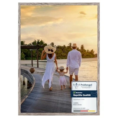 Immagine di CABBEL Set di 1 cornici portafoto in Legno MDF 50x70 cm, con Vetro Acrilico infrangibile, Colore Rovere scuro