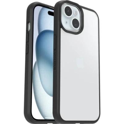 Immagine di OtterBox cover per iPhone 15 Sleek, resistente a shock e cadute, Sottile, testata norme anti caduta MIL STD 810G, Trasparente/Nero, Senza Retail Package