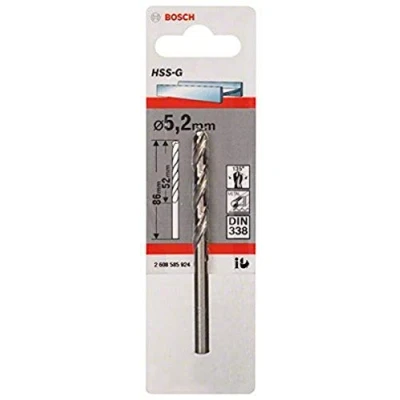 Immagine di Bosch Accessories 2608585924 HSS Punta a spirale per metallo 5.2 mm Lunghezza totale 86 rettificato DIN 338 Alberino cilindrico 1 pz.