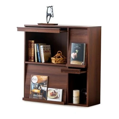 Immagine di Iris Ohyama, Mobile contenitore con 4 ante a libro/Armadio in legno/Ribaltabile/Armadio, Design modulare, Ufficio, Soggiorno, Biblioteca Flap Rack FR F4 Marrone