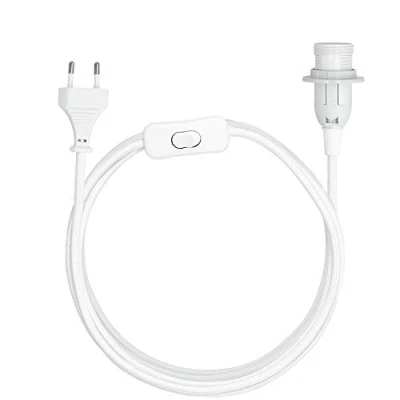 Immagine di kwmobile Cavo Porta Lampada con Interruttore Filo lampade a Sospensione Attacco Lampadina E14 Corda Lunga 5m Rivestita in Tessuto Bianco