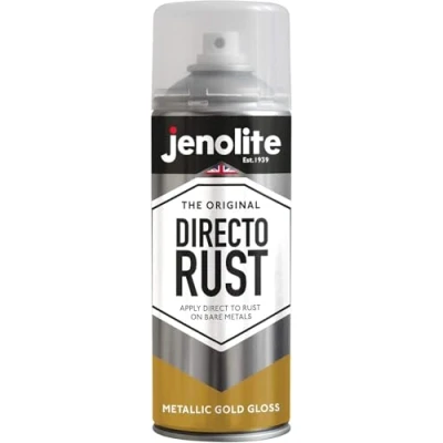 Immagine di JENOLITE Directorust Vernice spray lucida metallizzata ORO multisuperficie Primer, sottopelo e finitura all in one 400 ml
