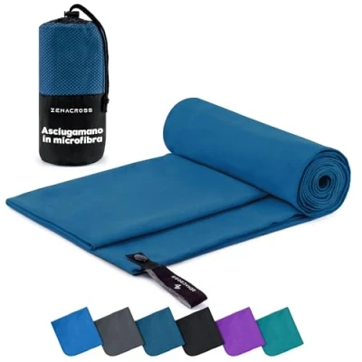 Immagine di Zenacross Asciugamano Palestra Microfibra a Rapida Asciugatura e Versatile Telo Taglie XS 50 x 30 cm Blu Marino