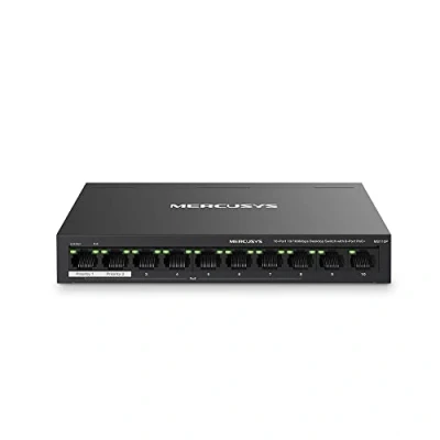 Immagine di MERCUSYS Switch desktop a 10 porte 10/100Mbps con PoE+ 8 porte, PoE Budget 65W, compatibile PD 802.3af/at, gestione dell&#039;alimentazione, custodia in metallo, Plug &amp; Play, nessuna configurazione