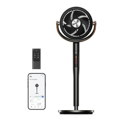Immagine di Dreo Smart Ventilatore Silenzioso 25dB, Oscillazione a 120+105, Portata di 30M, Volume d&#039;aria 1500m3/h Ventilatori con Telecomando,8 Velocità, 6 Modalità, Timer da 12H, Compatibile Alexa, Nero