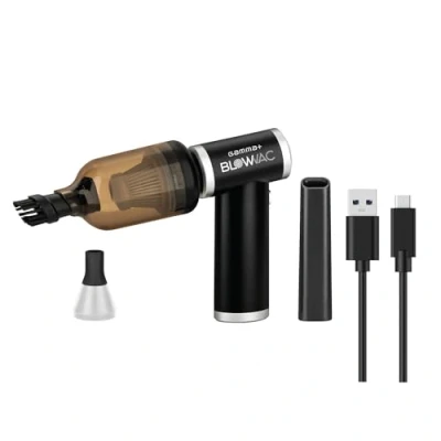 Immagine di GAMMA+ Blowvac Aspiratore Soffiatore Portatile senza Fili, Ricaricabile USB Tipo C, 2 Ore Autonomia, 4 Velocità, Modalità Automatica e Manuale, Motore G Tron 100.000 RPM, Per Barbieri Parrucchieri